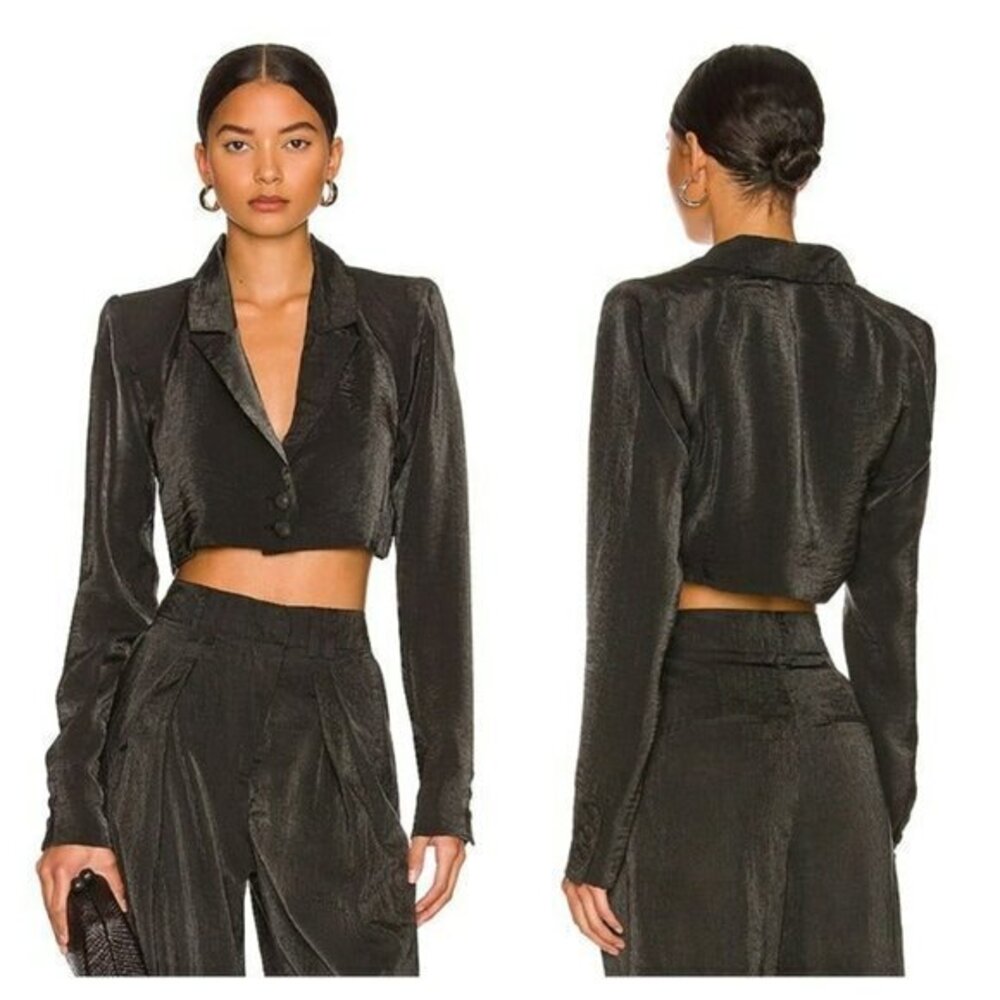 House of Harlow 1960 xREVOLVE Cardella Cropped Blazer - Black